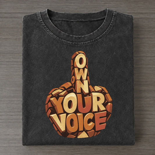 Defiant Hand Letter Sculpture Vintage T-shirt – Black