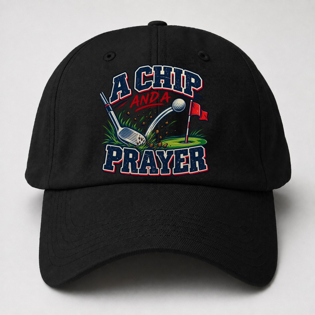 A Chip And A Prayer Golf Life Baseball Cap – Black