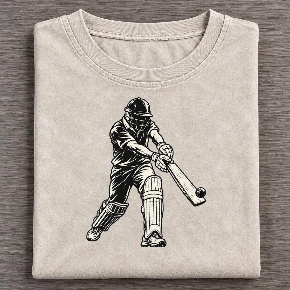 Cricket Batter Cover Drive Global Sports Ink Figures Vintage T-shirt – Off White
