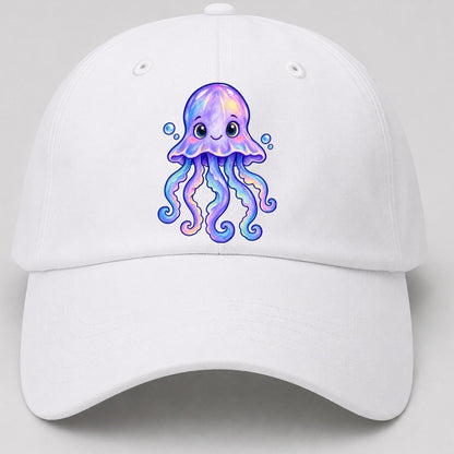 Jellyfish Front Glow Sea Sprite Baseball Cap – White