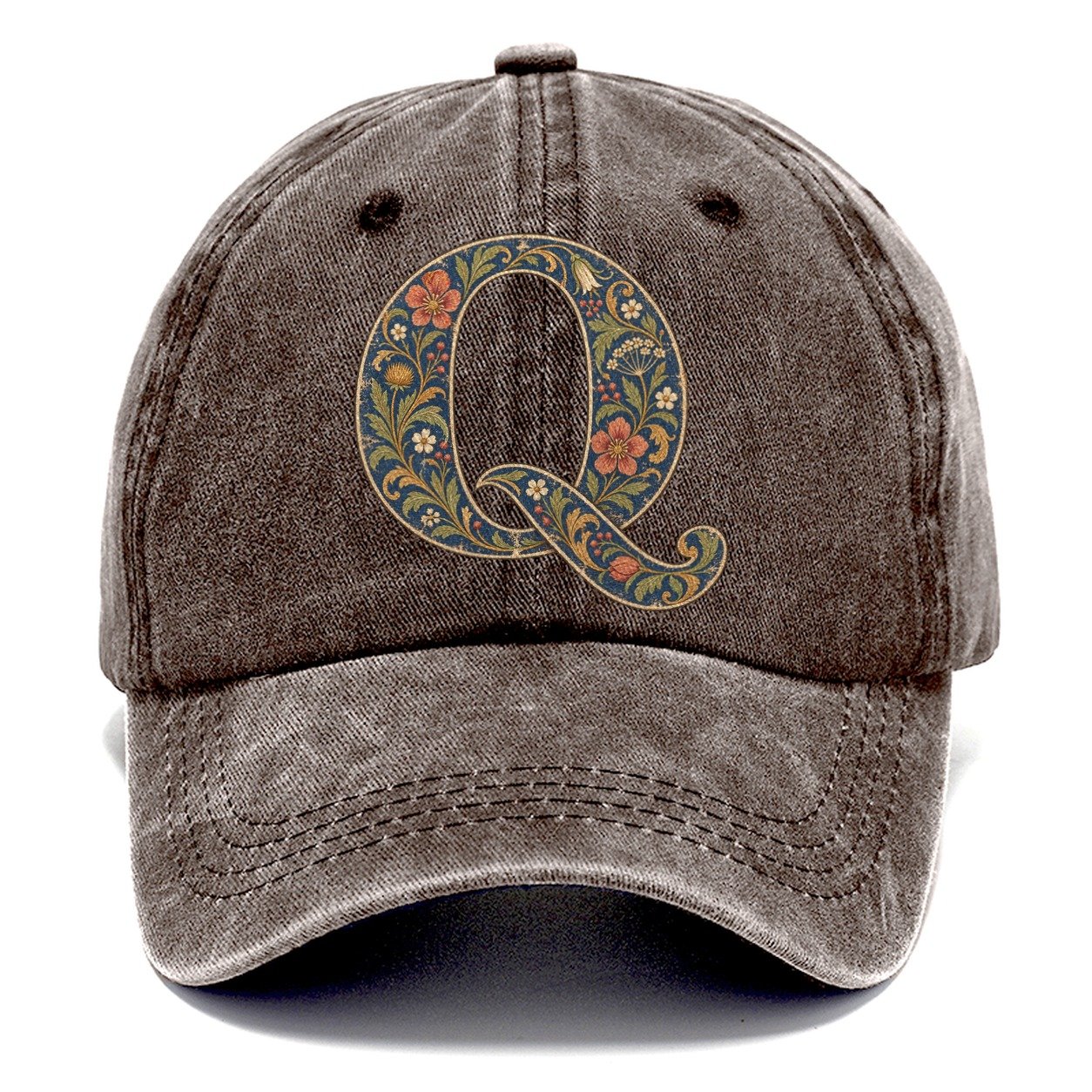 Wildflower Q Monogram Classic Cap – Brown