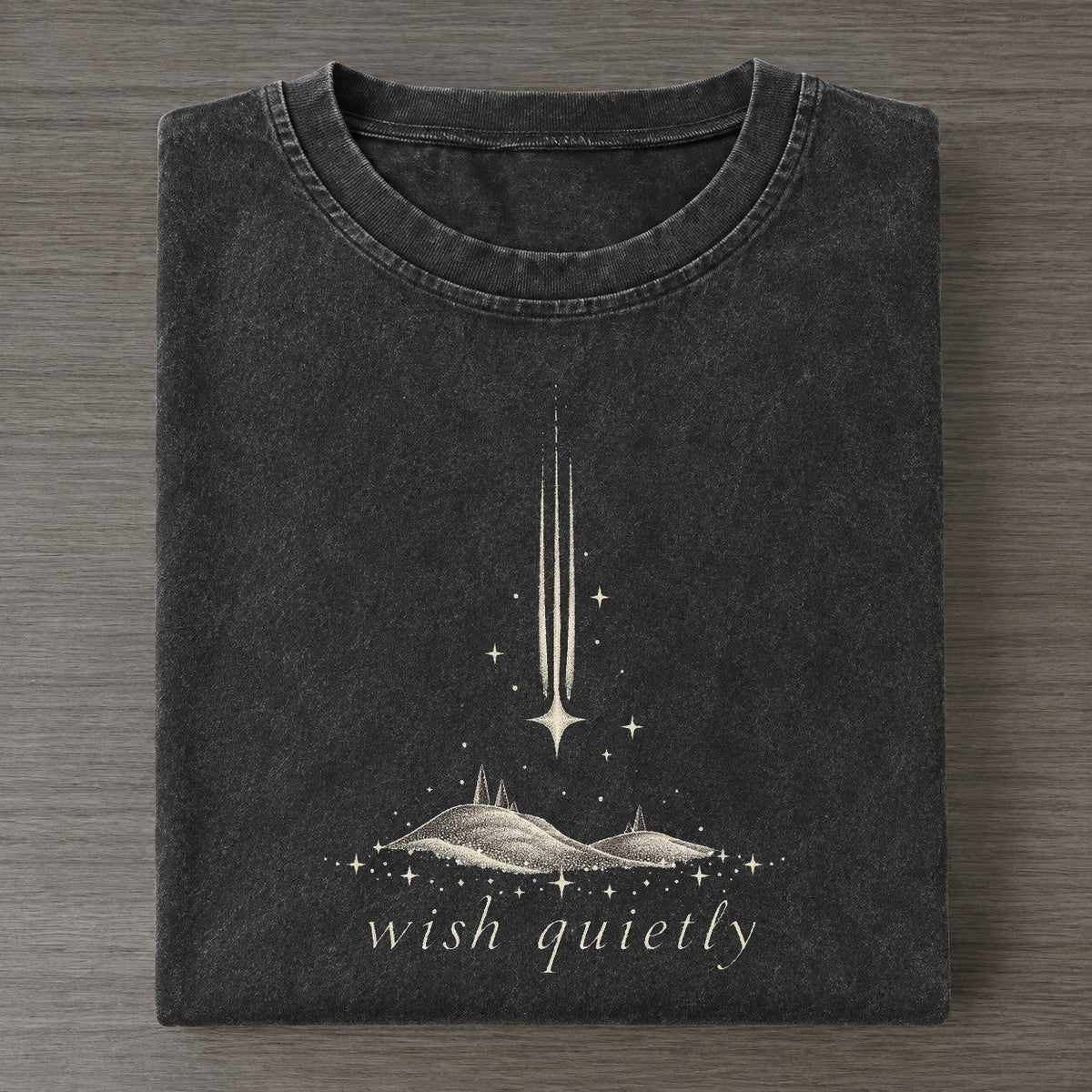 Shooting Star Midnight Linework Vintage T-shirt – Black