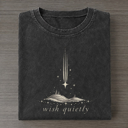Shooting Star Midnight Linework Vintage T-shirt – Black