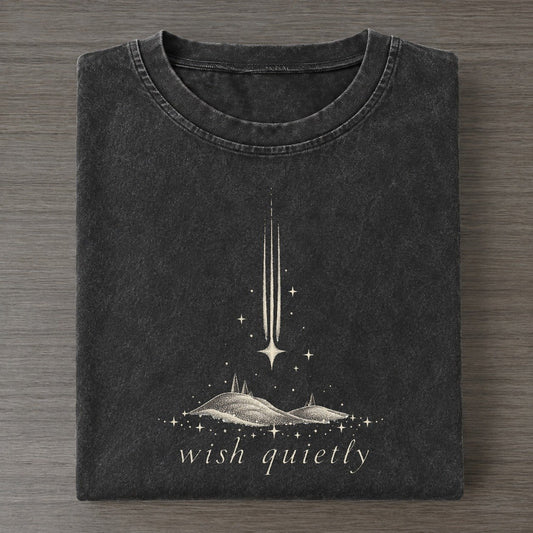Shooting Star Midnight Linework Vintage T-shirt – Black