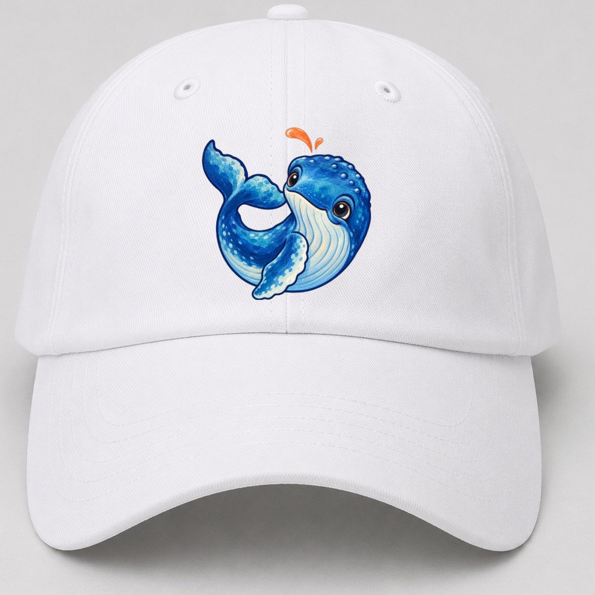 Humpback Whale Tail Curl Sea Sprite Baseball Cap – White
