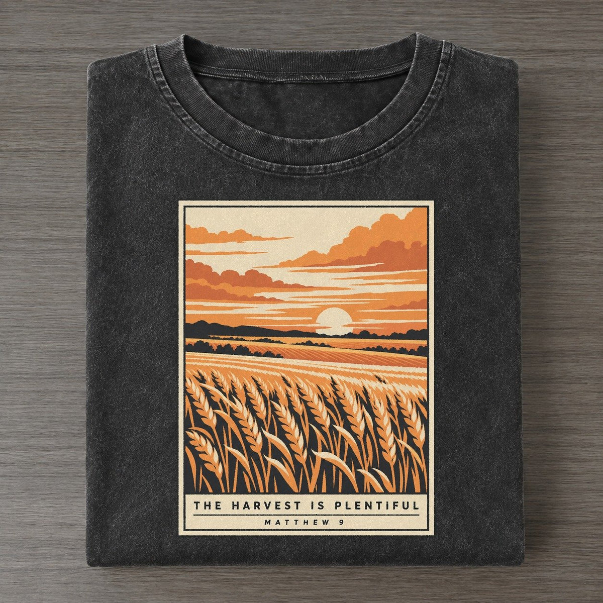 The Harvest Is Plentiful Given Light Vintage T-shirt – Black