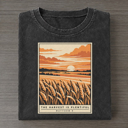 The Harvest Is Plentiful Given Light Vintage T-shirt – Black