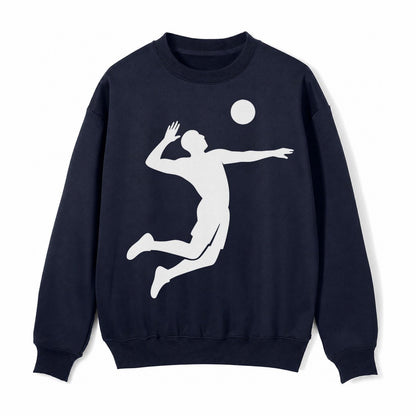 Volleyball Player Spiking Ball Fleece Sweatshirt – Navy Blue