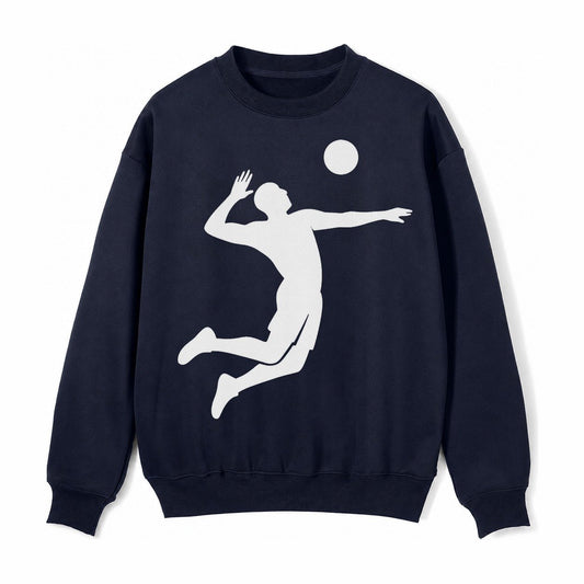 Volleyball Player Spiking Ball Fleece Sweatshirt – Navy Blue