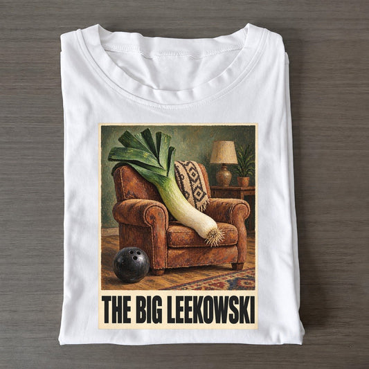 The Big Leekowski Painted Pop Culture Pun Classic T-shirt – White