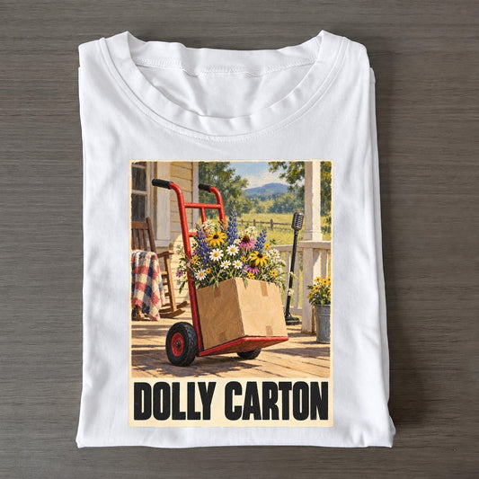 Dolly Carton Painted Pop Culture Pun Classic T-shirt – White