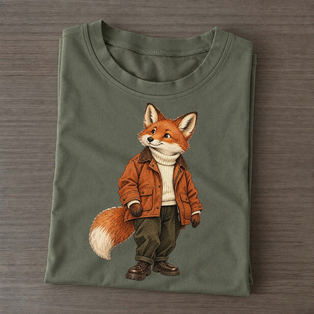 Red Fox Wardrobe Portrait Wild Wardrobe Portraits Classic T-shirt – Army Green