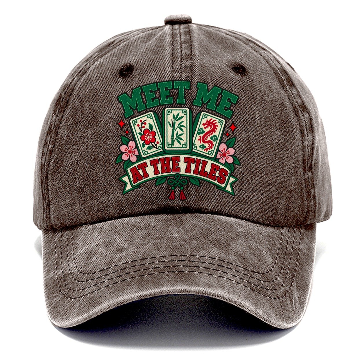 Meet Me At The Tiles Mahjong Game Night Classic Cap – Brown