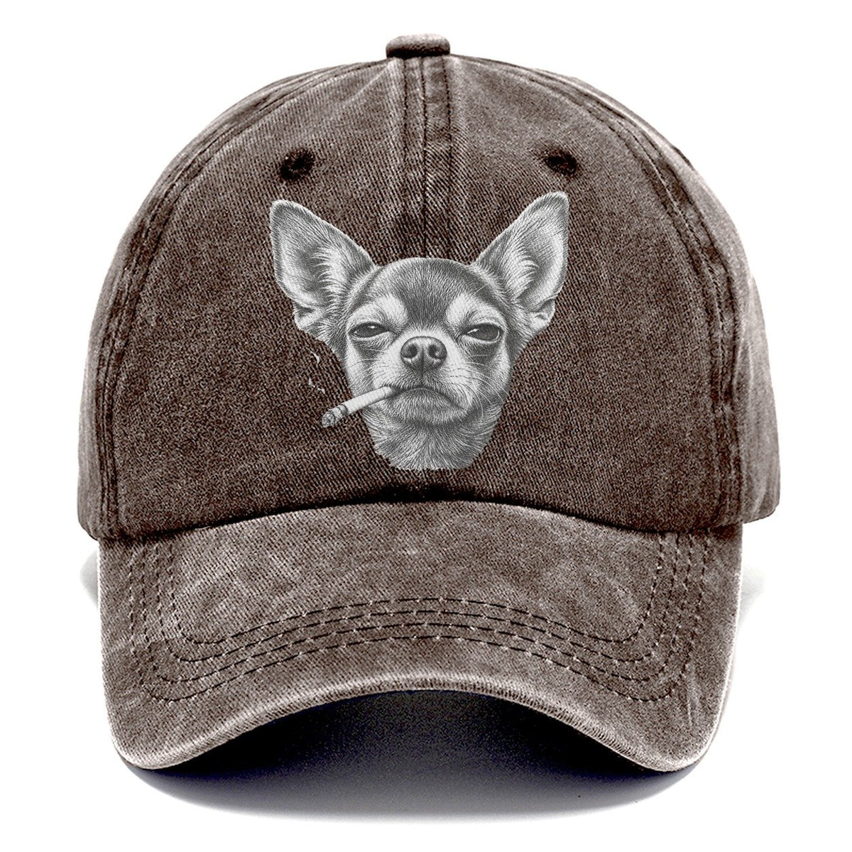 Chihuahua A Lit Cigarette Smoking Dogs Smoking Dogs Portraits Classic Cap – Brown