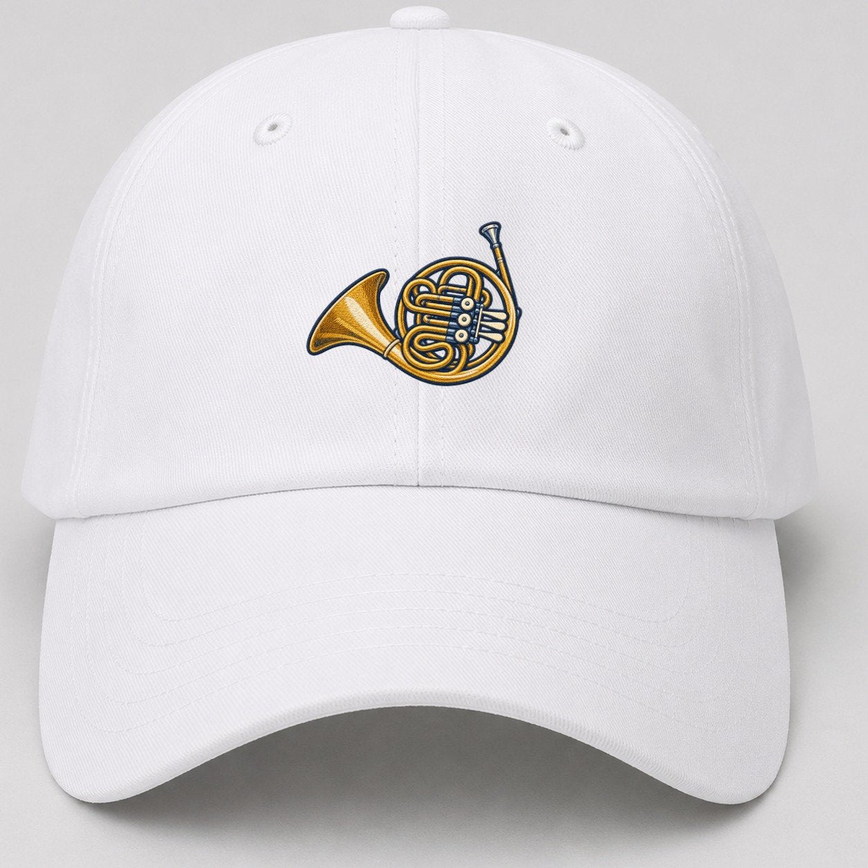 French Horn Tiny Solo Marks Baseball Cap – White