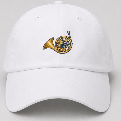 French Horn Tiny Solo Marks Baseball Cap – White