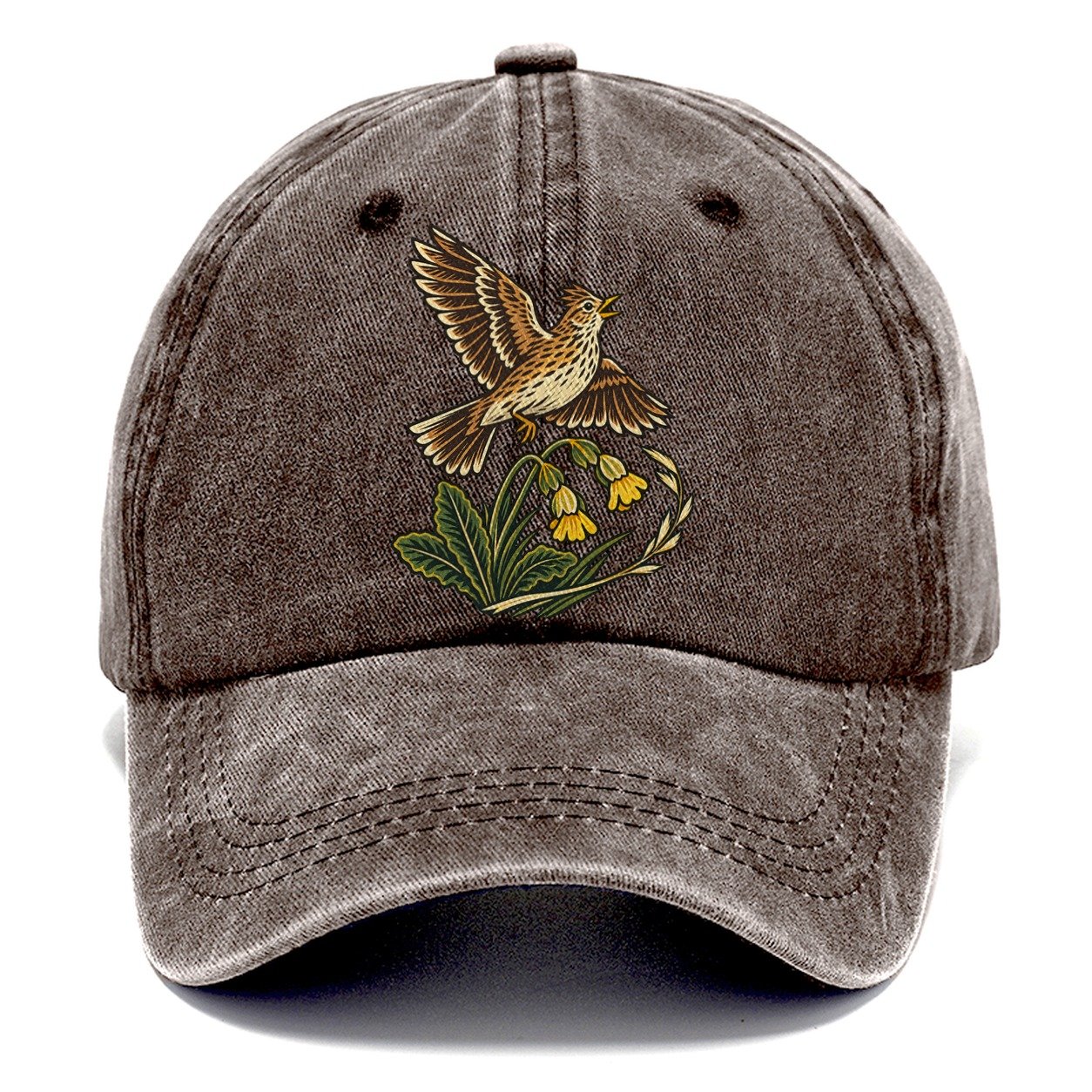 South Downs Skylark And Cowslip Uk Culture Heritage Classic Cap – Brown