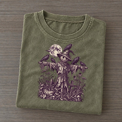 Crows On The Scarecrow Midnight Haunt Vintage T-shirt – Army Green