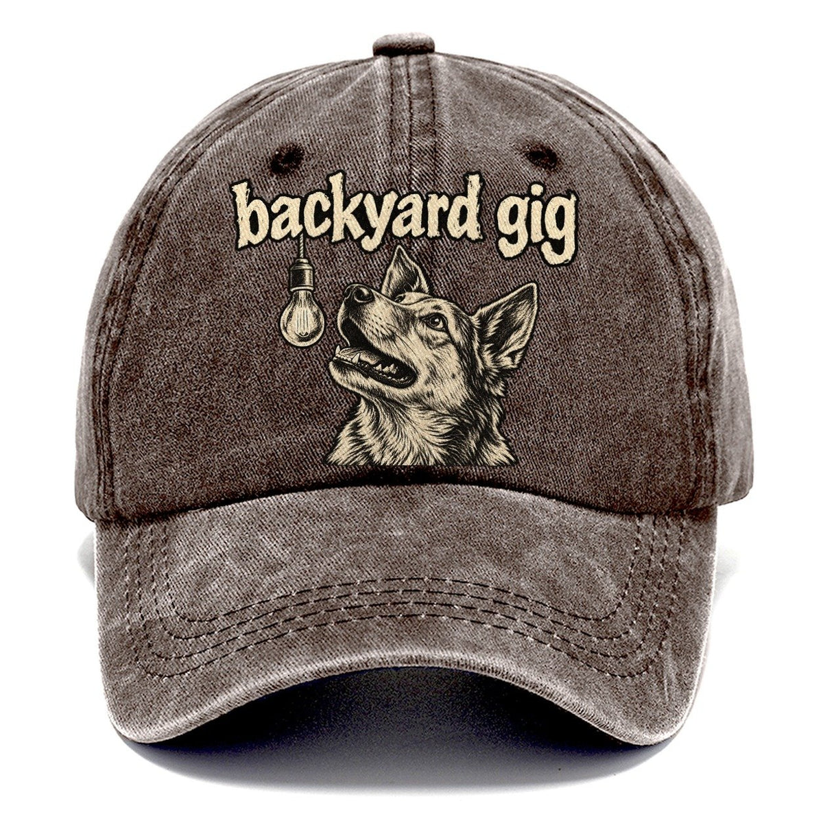 A Dog Head Lit From Above By A Single Hanging Bulb Bark For Me Classic Cap – Brown
