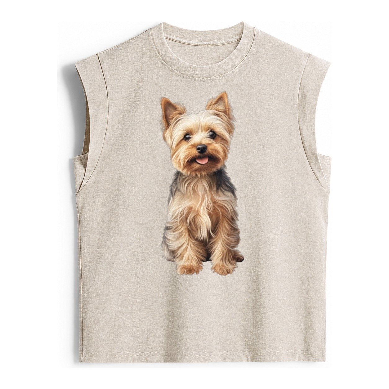 Yorkshire Terrier Dog Vintage Washed Tank – Beige