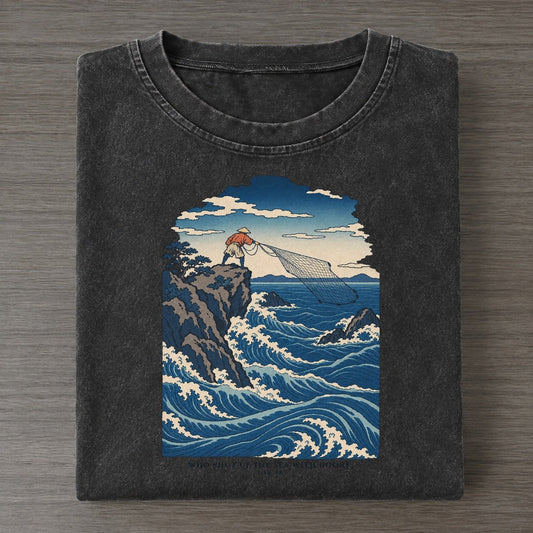 Who Shut Up The Sea With Doors The Great Deep Vintage T-shirt – Black