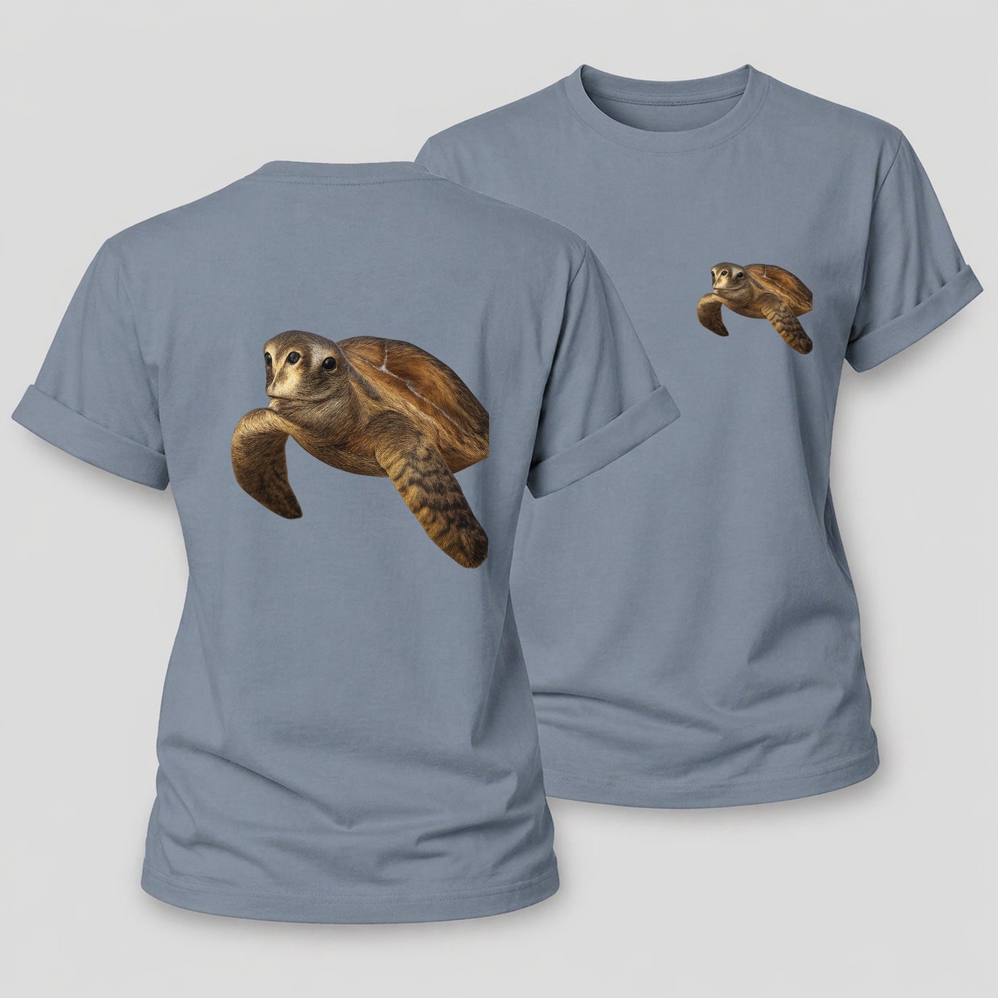 Sea Turtle Portrait Design Women's Cotton T-Shirt – Aegean Blue