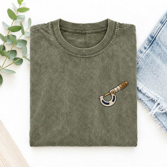 Micrometer Jaw Arc Left Chest Vintage T-shirt – Army Green
