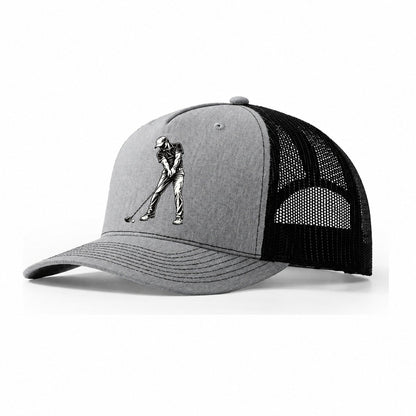 Golf Fairway Drive Global Sports Ink Figures Trucker Hat – Sport Grey Black