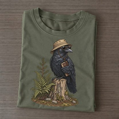 Crow Field Notes Slow Camp Club Classic T-shirt – Army Green