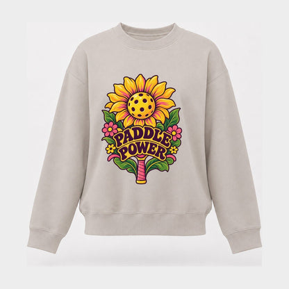 Sunflower Paddle Power Pickleball Life Women's Crewneck Sweatshirt – Beige