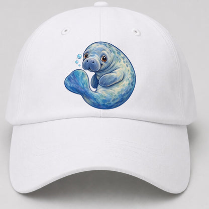 Manatee Curled Drift Sea Sprite Baseball Cap – White