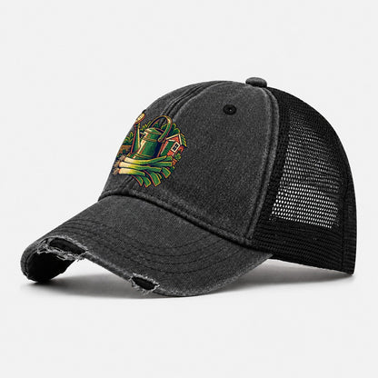 Allotment Shed Watering Can And Leeks Uk Culture Heritage Washed Trucker Hat – Black