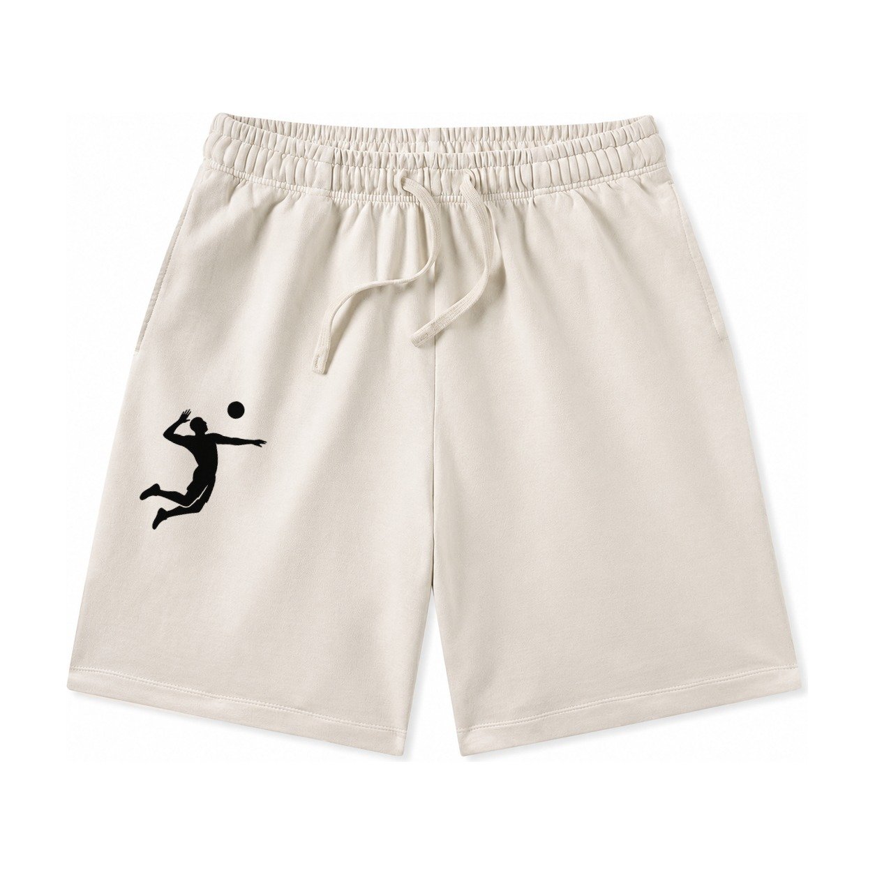 Volleyball Player Spiking Ball Washed Shorts – Beige