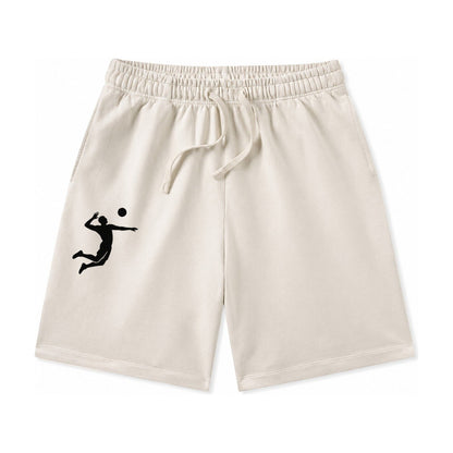Volleyball Player Spiking Ball Washed Shorts – Beige