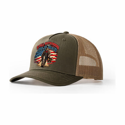 Still Outrunning The Old Man Old Man Strong Trucker Hat – Olive Khaki