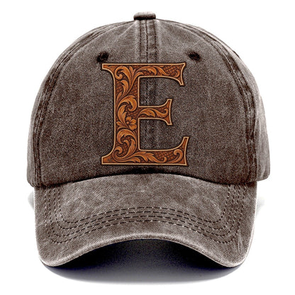 Tooled Leather E Monogram Classic Cap – Brown