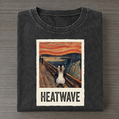 Penguin Scream Heatwave Scream Vintage T-shirt – Black