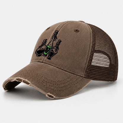 Apothecary Potion Bottle Trio Witch Magic Washed Trucker Hat – Coffee