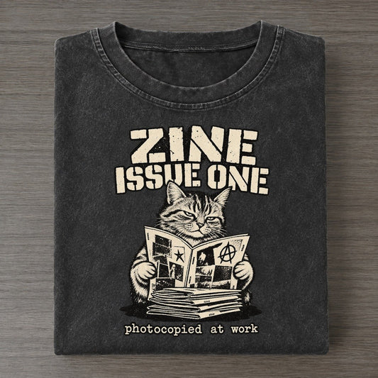 Zine Cat Alley Cat Records Vintage T-shirt – Black