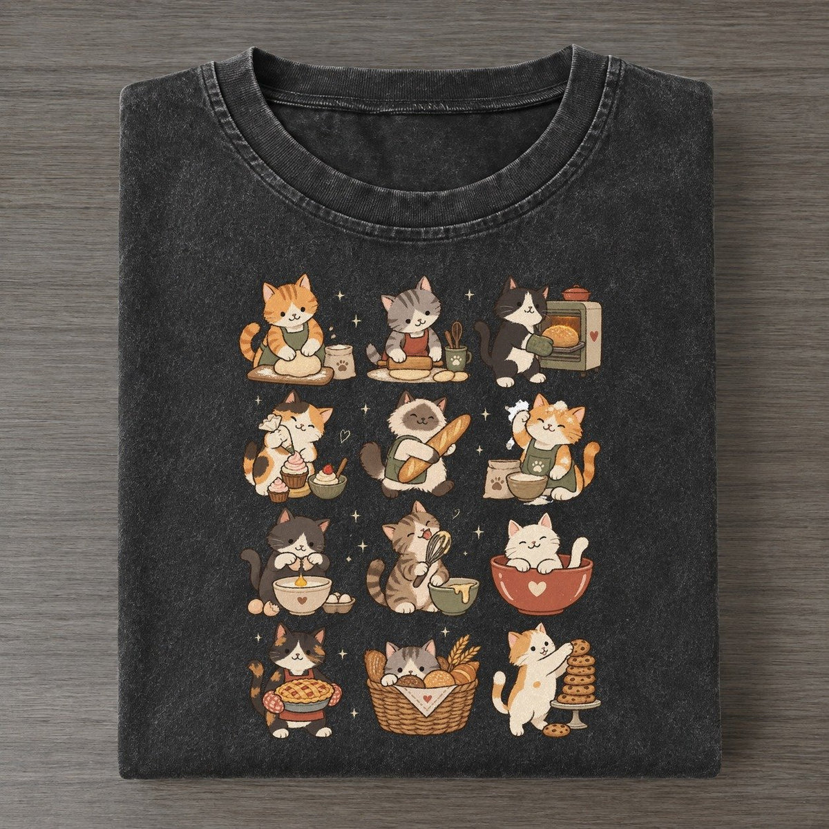 Bakery Cat Club Vintage T-shirt – Black