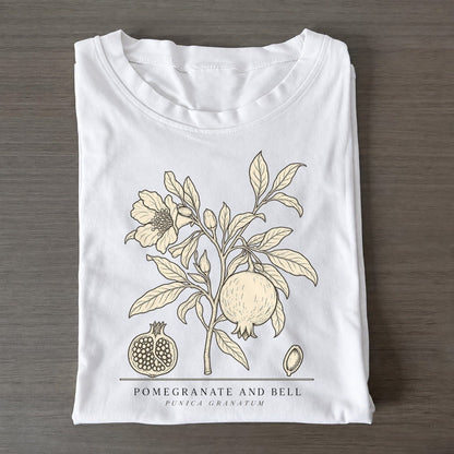 Pomegranate And Bell Olive Line Classic T-shirt – White