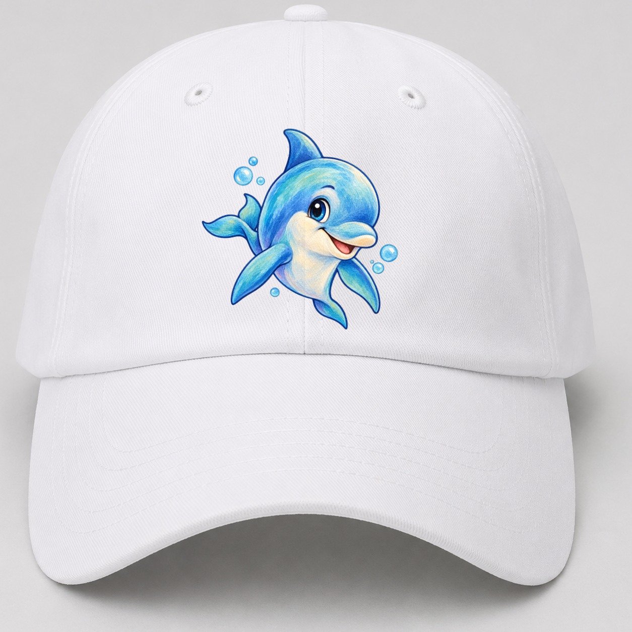 Dolphin Three Quarter Swim Sea Sprite Baseball Cap – White