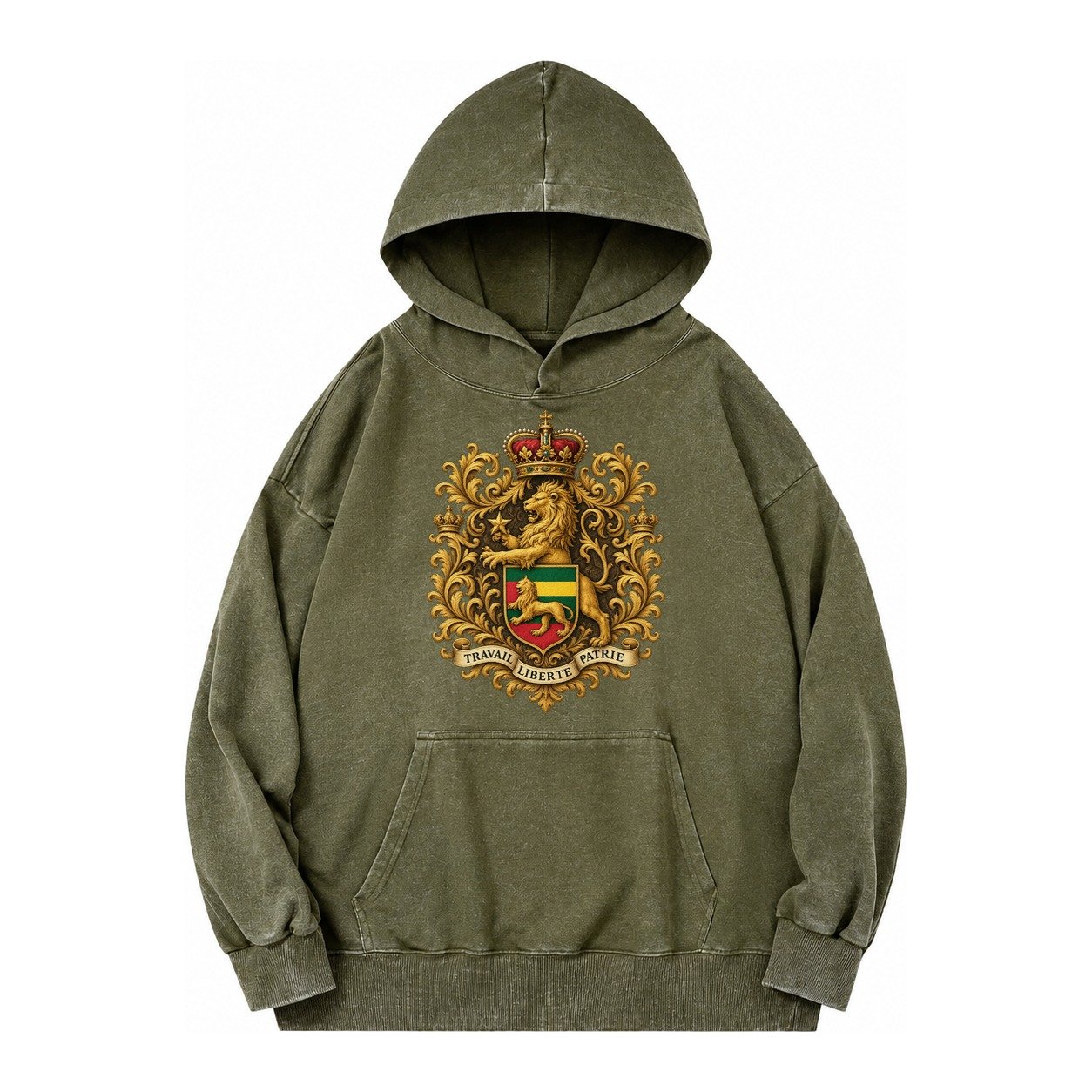 West Highland White Terrier Alert Stan Vintage Washed Hoodie – Army Green