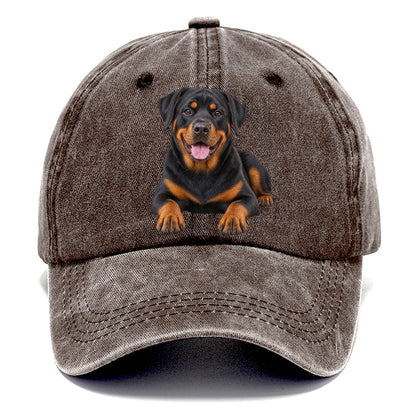 Rottweiler Sitting Top Breeds Classic Cap – Brown