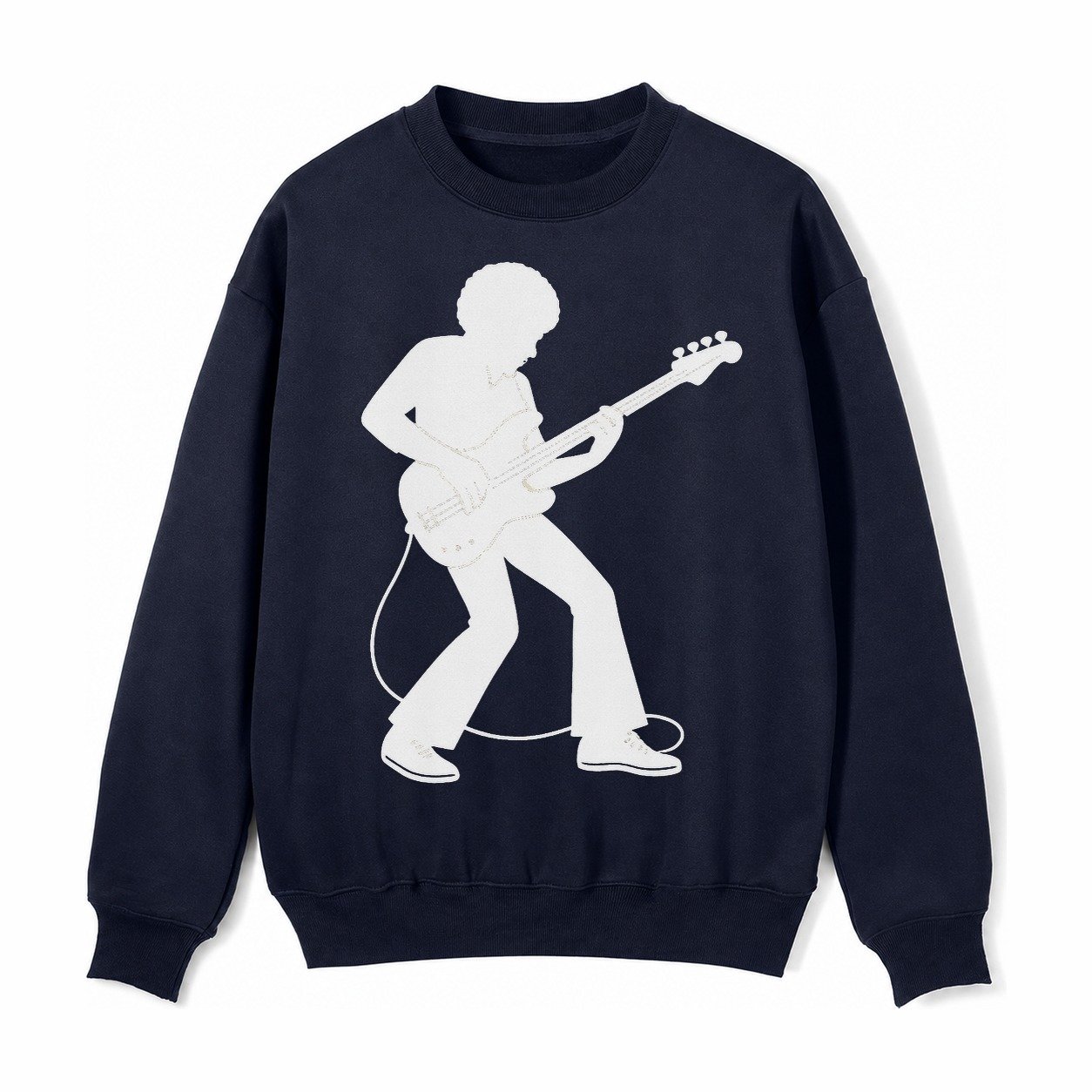 Bass Guitarist Slap Technique Fleece Sweatshirt – Navy Blue