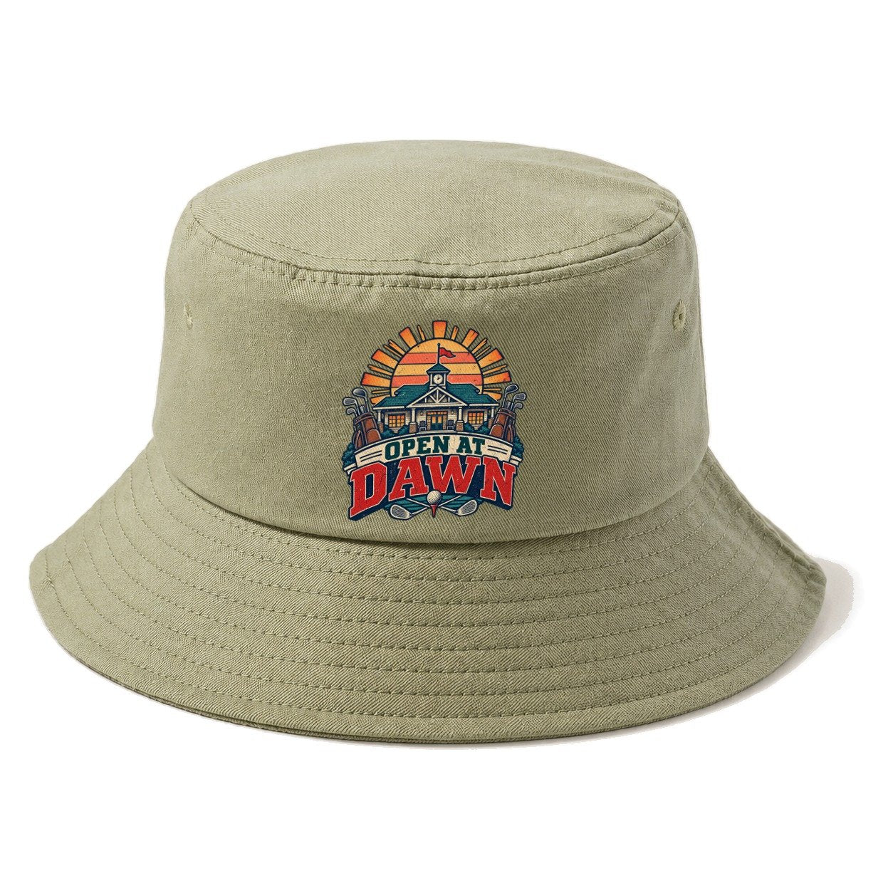 Open At Dawn Golf Life Bucket Hat – Army Green