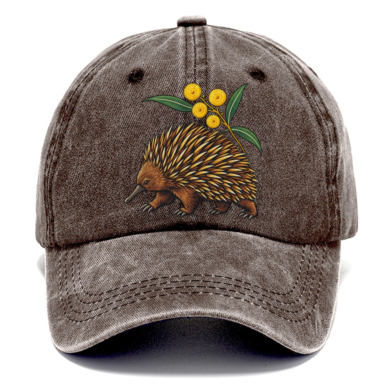 Short Beaked Echidna And Golden Wattle Australia Cultural Icons Classic Cap – Brown