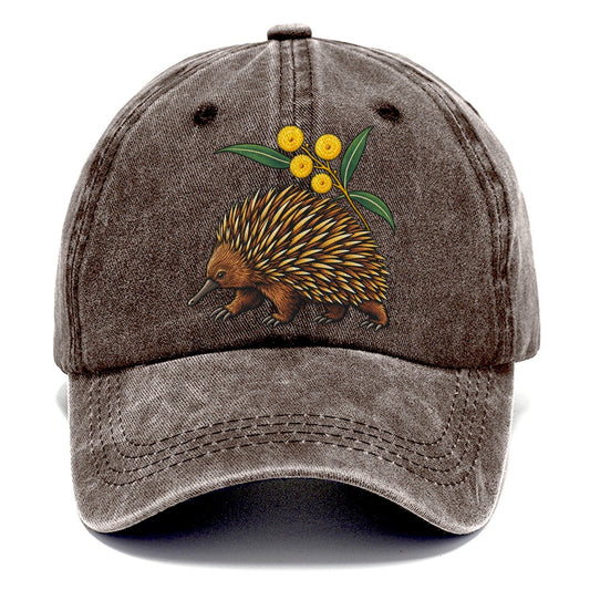Short Beaked Echidna And Golden Wattle Australia Cultural Icons Classic Cap – Brown