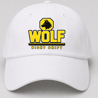 Wolf Night Shift Heavy Duty Baseball Cap – White
