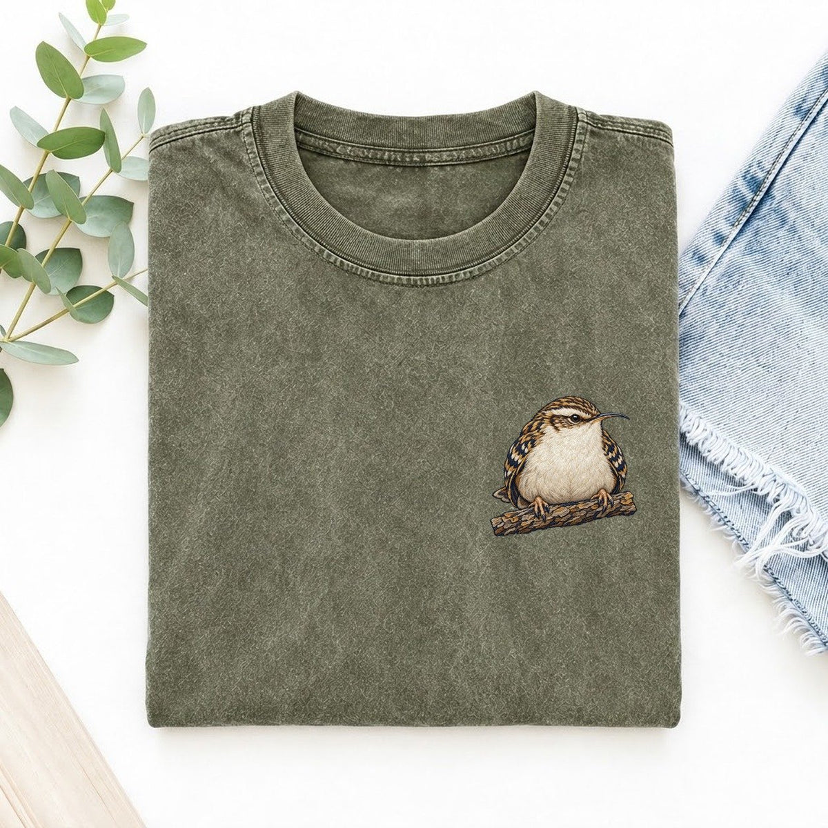 Treecreeper Bark Grip Left Chest Thread Signatures II Left Chest Vintage T-shirt – Army Green